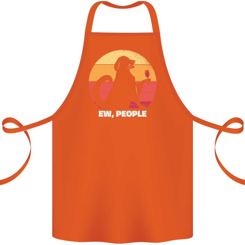 Ew People Funny Wine Drinking Dog Cotton Apron 100% Organic Orange