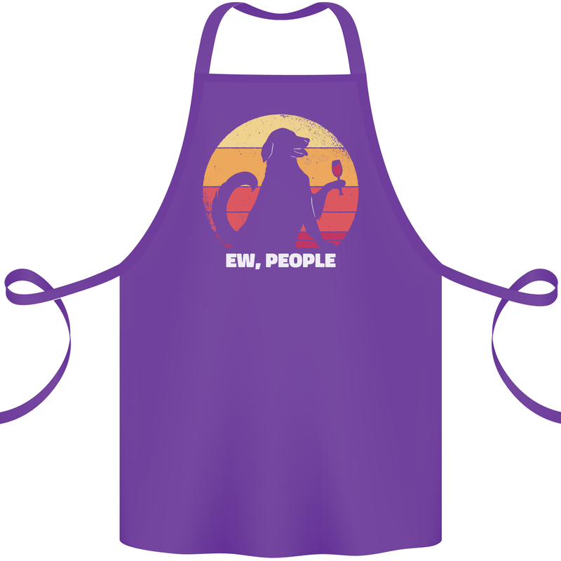 Ew People Funny Wine Drinking Dog Cotton Apron 100% Organic Purple