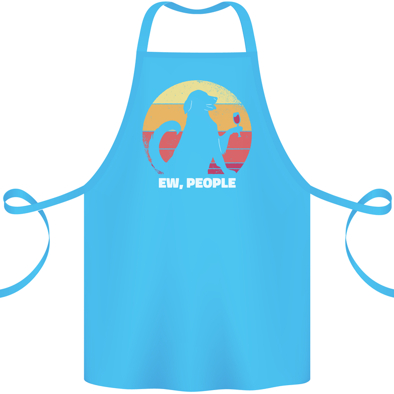 Ew People Funny Wine Drinking Dog Cotton Apron 100% Organic Turquoise