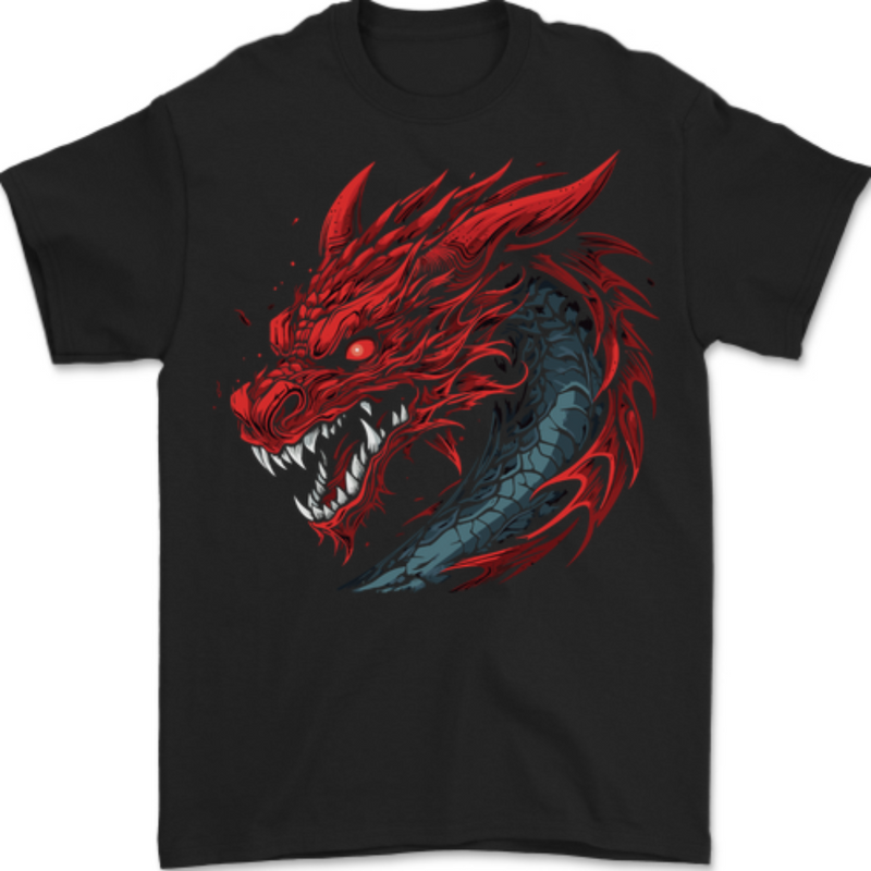 Extreme Dragon Head Mens T-Shirt 100% Cotton BLACK