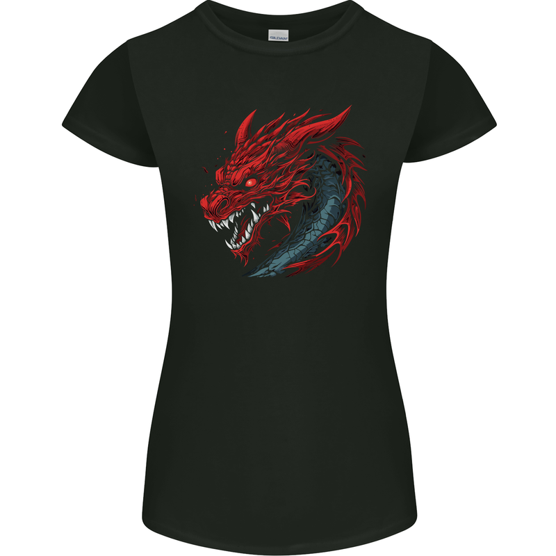 Extreme Dragon Head Womens Petite Cut T-Shirt Black