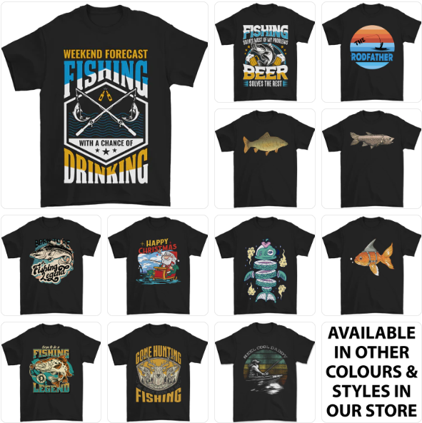 a group of t - shirts with different types of fish on them