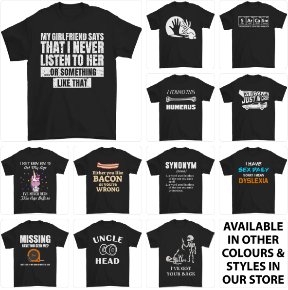 a group of t - shirts with different sayings on them