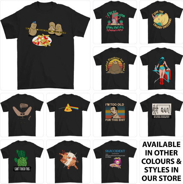 a group of t - shirts with different designs on them