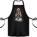 Fantasy Anime Girl Praying With Skulls & Roses Cotton Apron 100% Organic Black