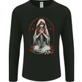 Fantasy Anime Girl Praying With Skulls & Roses Mens Long Sleeve T-Shirt Black