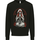 Fantasy Anime Girl Praying With Skulls & Roses Mens Sweatshirt Jumper Black