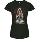 Fantasy Anime Girl Praying With Skulls & Roses Womens Petite Cut T-Shirt Black