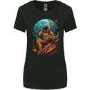 Fantasy Burger Space Astronaut Planets Food Womens Wider Cut T-Shirt Black