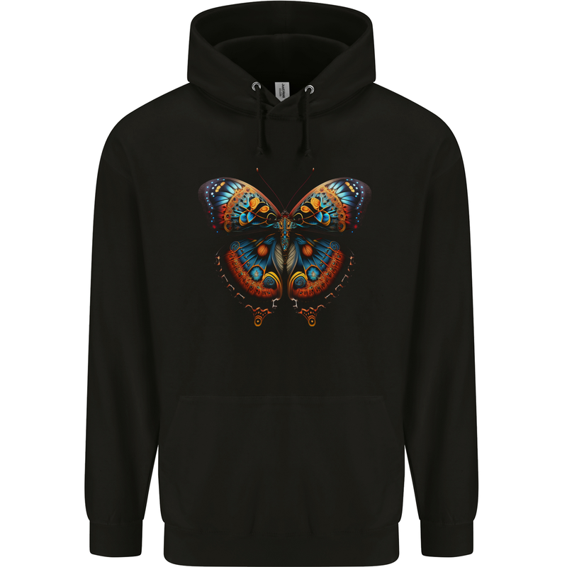 Fantasy Butterfly Design Mens 80% Cotton Hoodie Black