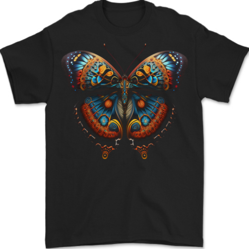 Fantasy Butterfly Design Mens T-Shirt 100% Cotton BLACK