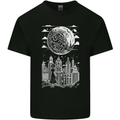 Fantasy City Black and White City Anime Mens Cotton T-Shirt Tee Top Black