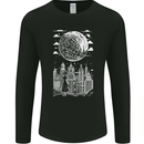 Fantasy City Black and White City Anime Mens Long Sleeve T-Shirt Black