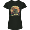 Fantasy Dragon Pagoda Womens Petite Cut T-Shirt Black