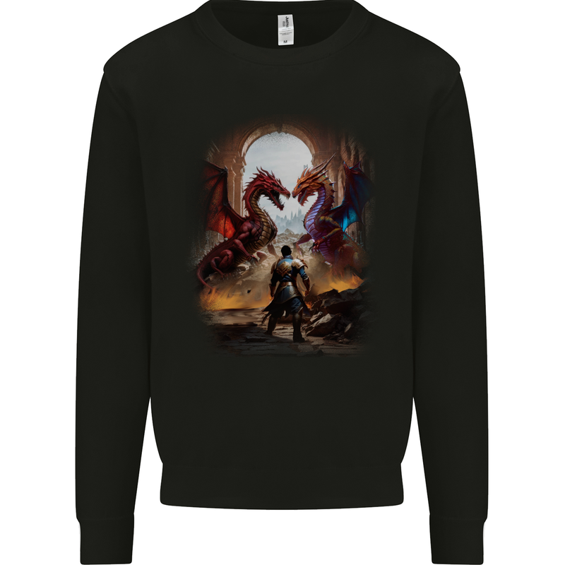 Fantasy Dragons Mens Sweatshirt Jumper Black