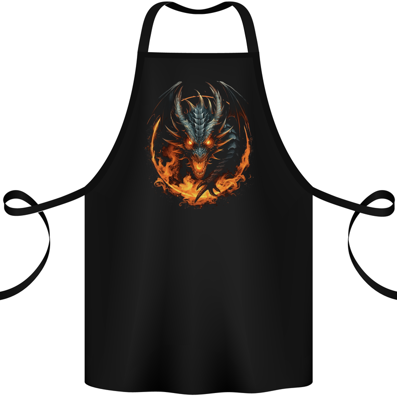 Fantasy Fire Dragon 1 Cotton Apron 100% Organic Black