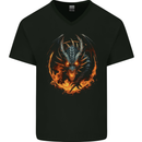 Fantasy Fire Dragon 1 Mens V-Neck Cotton T-Shirt Black