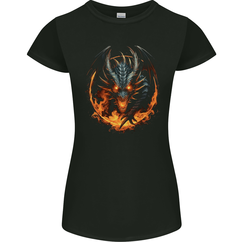 Fantasy Fire Dragon 1 Womens Petite Cut T-Shirt Black