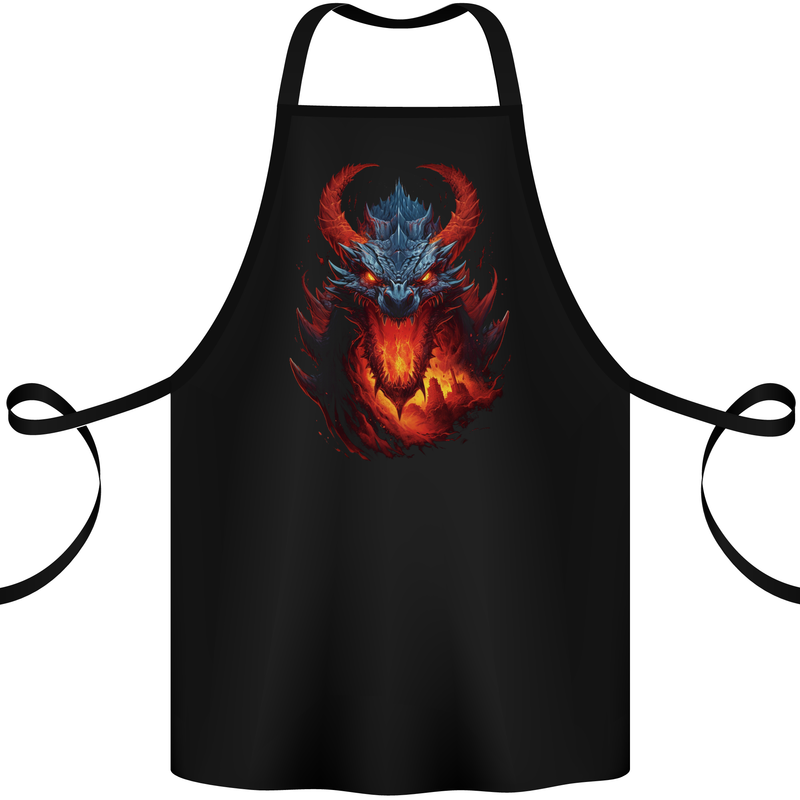 Fantasy Fire Dragon 2 Cotton Apron 100% Organic Black