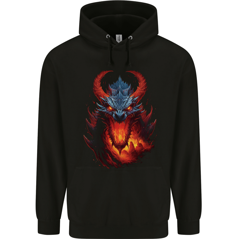 Fantasy Fire Dragon 2 Mens 80% Cotton Hoodie Black
