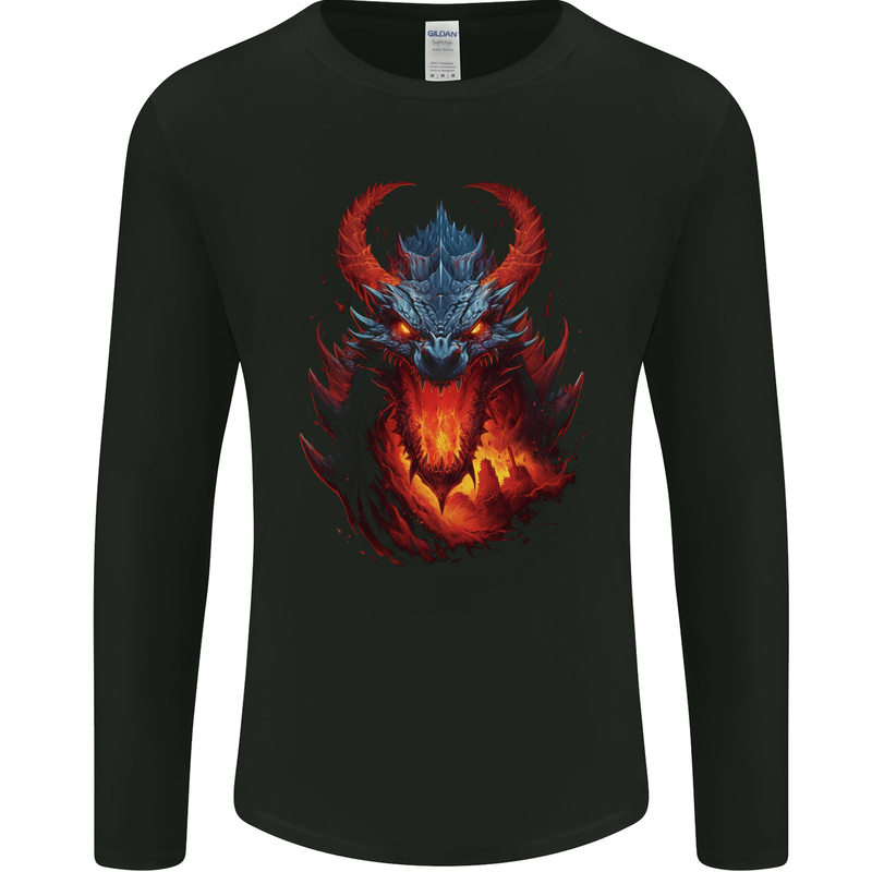 Fantasy Fire Dragon 2 Mens Long Sleeve T-Shirt Black