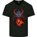 Fantasy Fire Dragon 2 Mens V-Neck Cotton T-Shirt Black