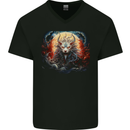 Fantasy Fire Dragon 4 Mens V-Neck Cotton T-Shirt Black