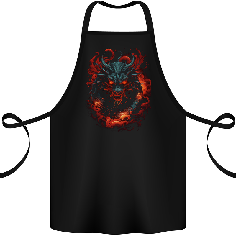 Fantasy Fire Dragon 5 Cotton Apron 100% Organic Black