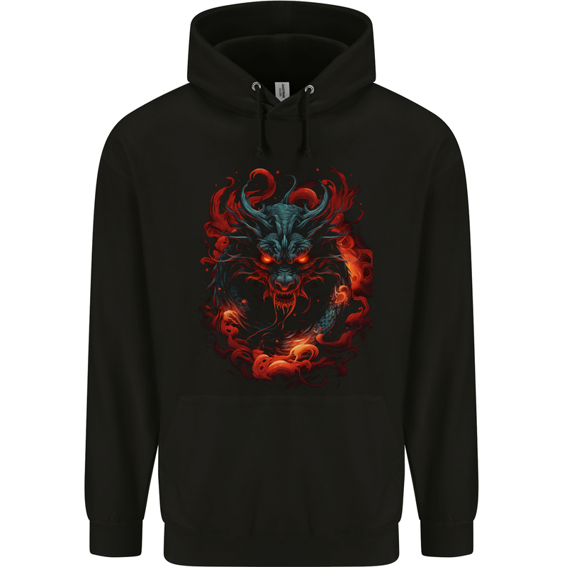 Fantasy Fire Dragon 5 Mens 80% Cotton Hoodie Black
