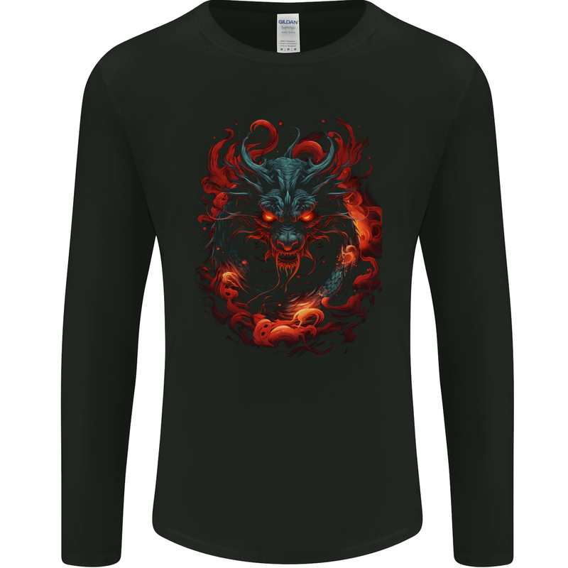 Fantasy Fire Dragon 5 Mens Long Sleeve T-Shirt Black