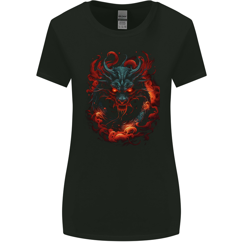 Fantasy Fire Dragon 5 Womens Wider Cut T-Shirt Black