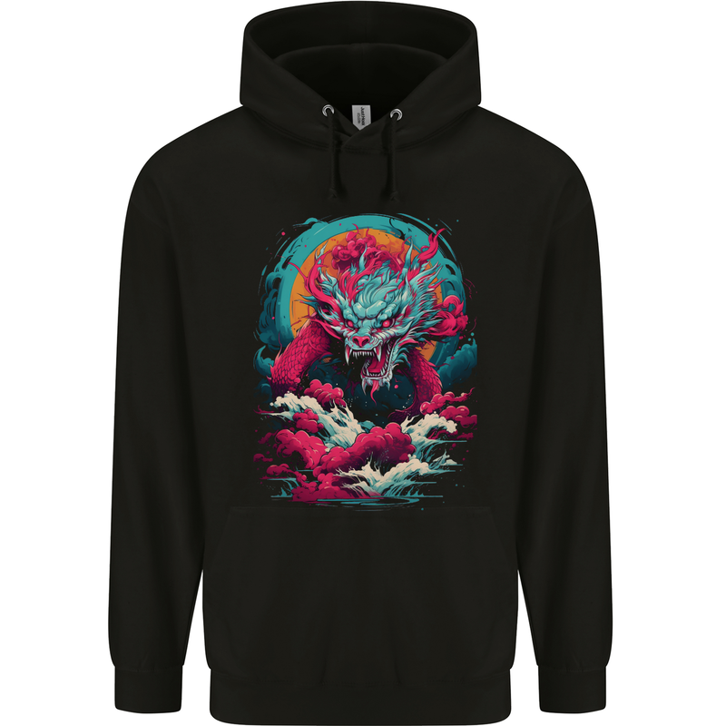 Fantasy Fire Dragon 6 Mens 80% Cotton Hoodie Black