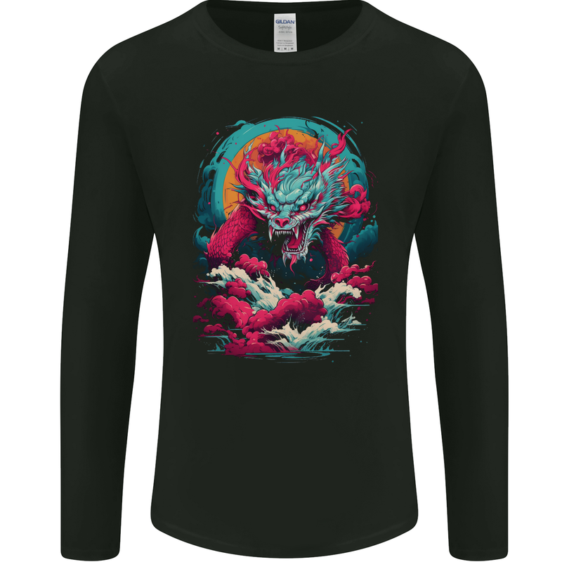 Fantasy Fire Dragon 6 Mens Long Sleeve T-Shirt Black