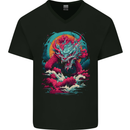 Fantasy Fire Dragon 6 Mens V-Neck Cotton T-Shirt Black