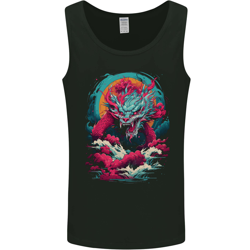 Fantasy Fire Dragon 6 Mens Vest Tank Top Black