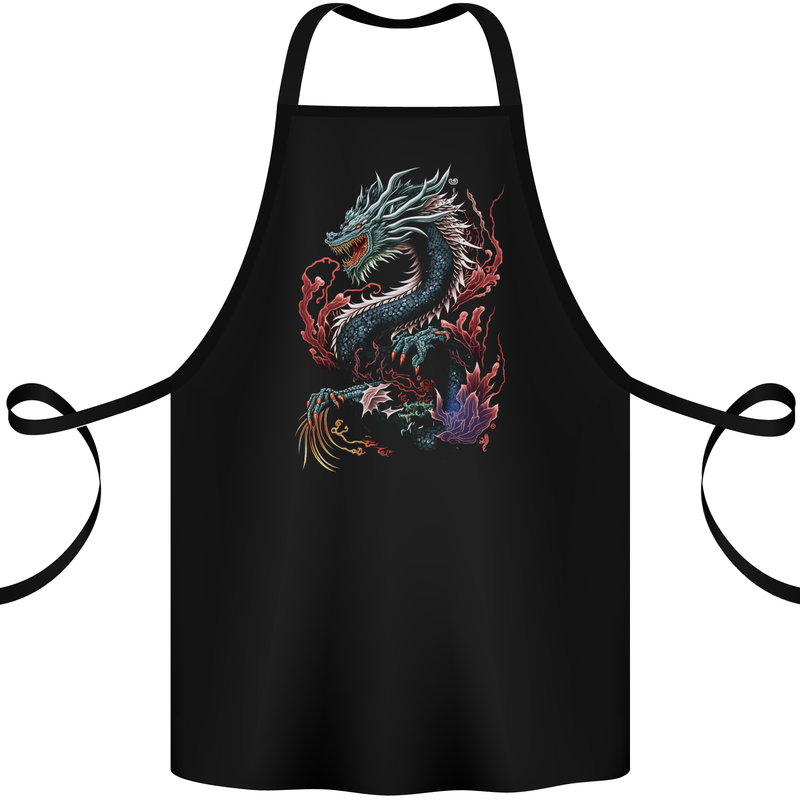 Fantasy Fire Dragon 7 Cotton Apron 100% Organic Black