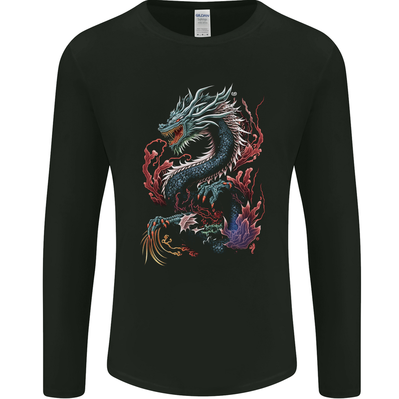 Fantasy Fire Dragon 7 Mens Long Sleeve T-Shirt Black