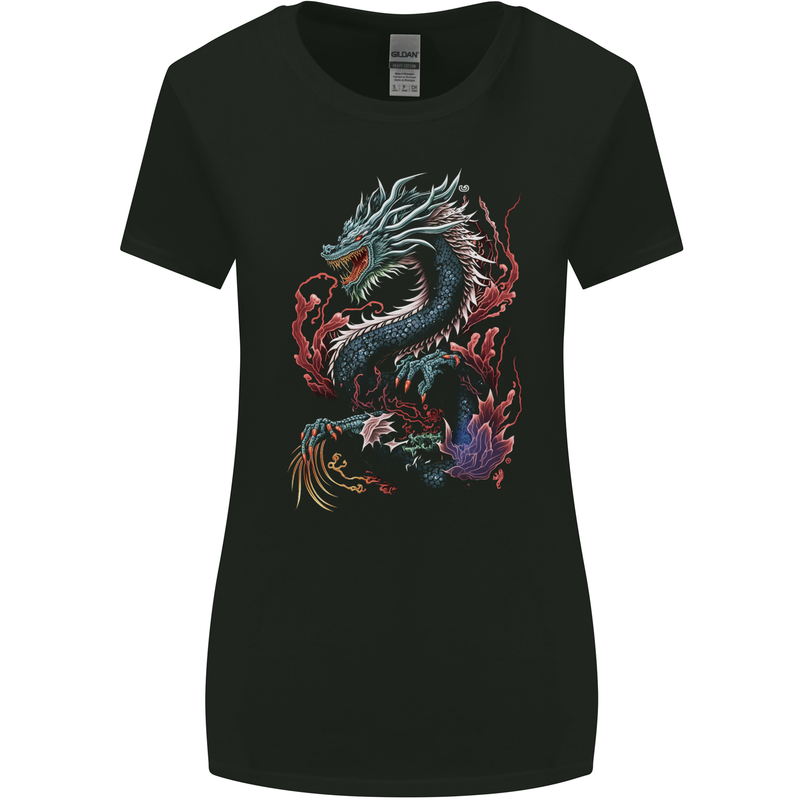 Fantasy Fire Dragon 7 Womens Wider Cut T-Shirt Black