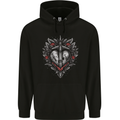 Fantasy Heart & Sword Mens 80% Cotton Hoodie Black