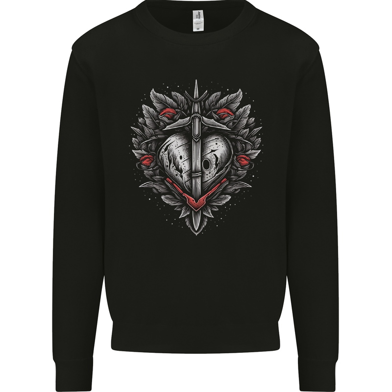 Fantasy Heart & Sword Mens Sweatshirt Jumper Black