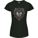 Fantasy Heart & Sword Womens Petite Cut T-Shirt Black