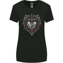 Fantasy Heart & Sword Womens Wider Cut T-Shirt Black