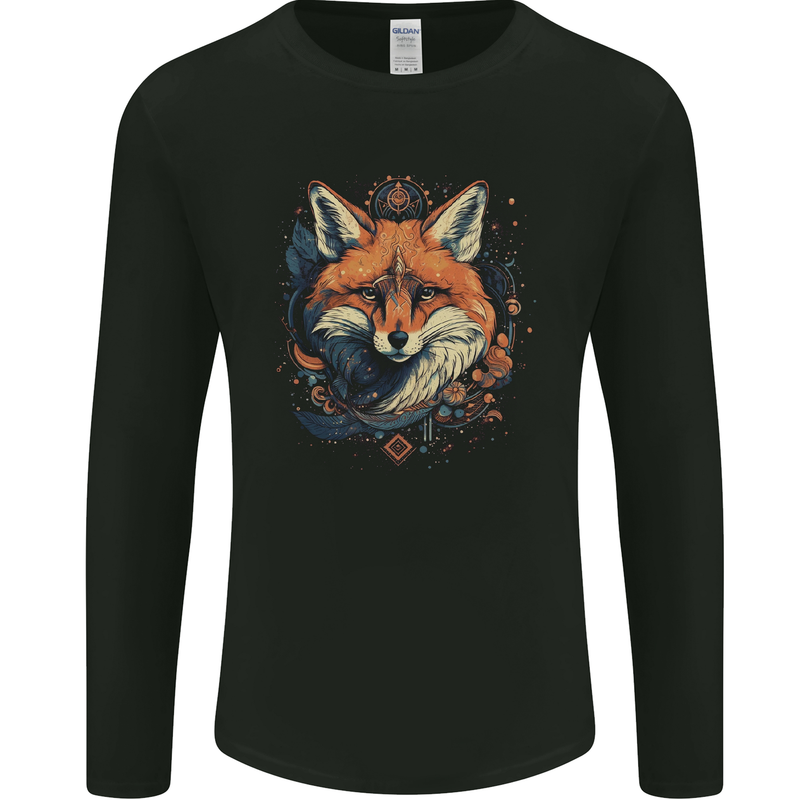 Fantasy Kitsune Japanese Folklore Fox Mens Long Sleeve T-Shirt Black
