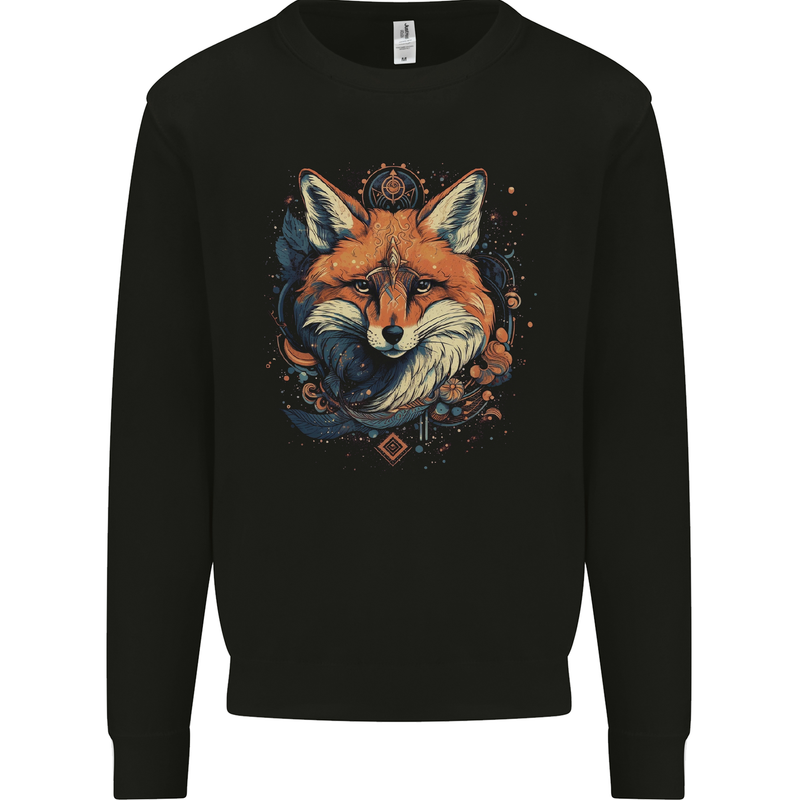 Fantasy Kitsune Japanese Folklore Fox Mens Sweatshirt Jumper Black