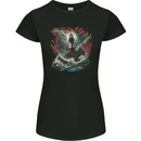 Fantasy Lighthouse Storm Womens Petite Cut T-Shirt Black