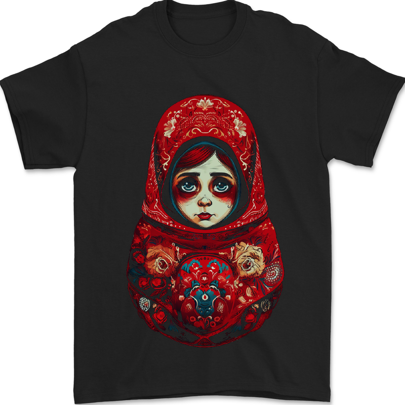 Fantasy Matryoshka Doll Russian Girl Mens T-Shirt 100% Cotton Black