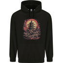 Fantasy Pagoda Sunset Mens 80% Cotton Hoodie Black