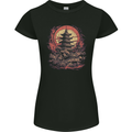 Fantasy Pagoda Sunset Womens Petite Cut T-Shirt Black
