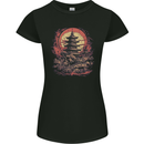 Fantasy Pagoda Sunset Womens Petite Cut T-Shirt Black
