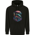 Fantasy Space Fish Mens 80% Cotton Hoodie Black